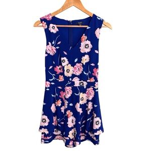 Kaari Blue Sleeveless Romper V-neckline Blue / Pink Floral | Women’s Siz…